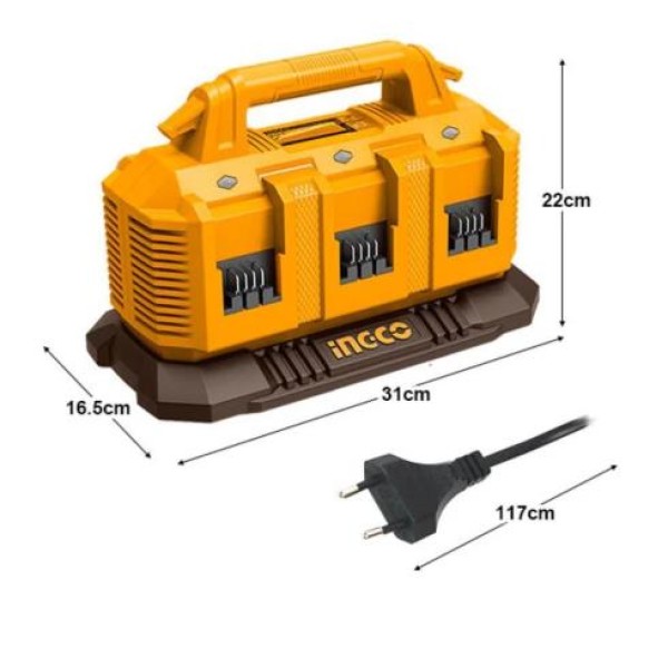 ΦΟΡΤΙΣΤΗΣ ΜΠΑΤΑΡΙΩΝ 6PORT 20V 4A Li-ion INGCO