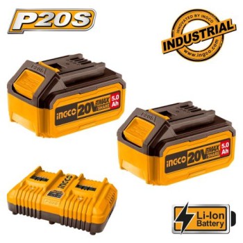 ΜΠΑΤΑΡΙΕΣ 20V ΣΕΤ 2 ΤΕΜ 5,0Ah Li-Ion + 1 ΤΑΧΥΦΟΡΤΙΣΤΗΣ